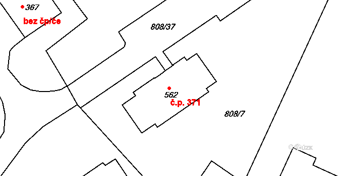Lhenice 371 na parcele st. 562 v KÚ Lhenice, Katastrální mapa