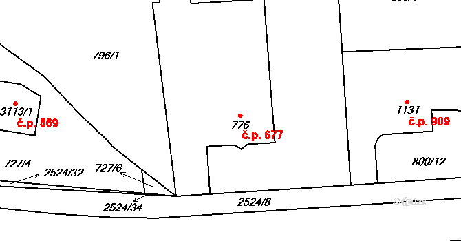 Humpolec 677 na parcele st. 776/1 v KÚ Humpolec, Katastrální mapa