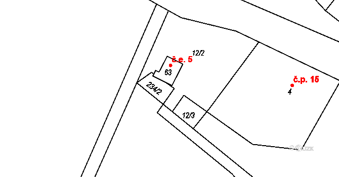 Chuchel 5, Jeřišno na parcele st. 63 v KÚ Chuchel, Katastrální mapa