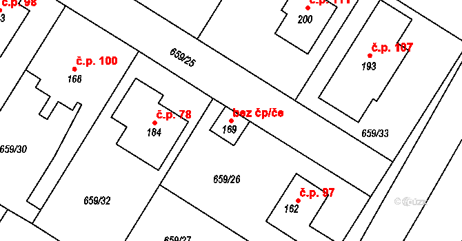 Veletov 94415692 na parcele st. 169 v KÚ Veletov, Katastrální mapa
