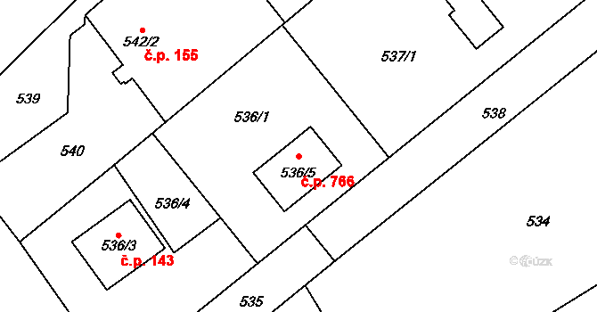 Krmelín 766 na parcele st. 536/5 v KÚ Krmelín, Katastrální mapa