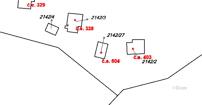 Lančov 604 na parcele st. 2142/27 v KÚ Lančov, Katastrální mapa