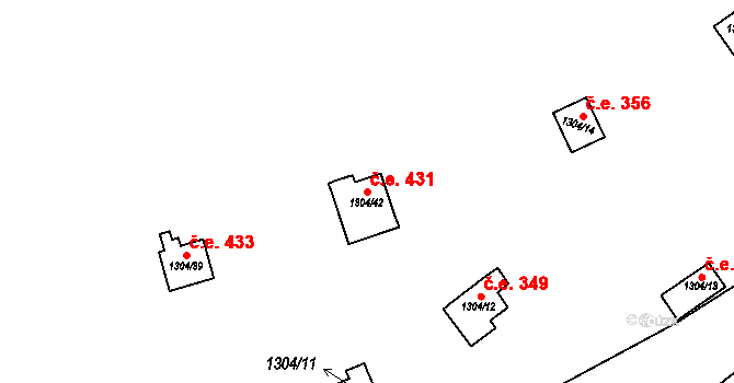 Oslnovice 431 na parcele st. 1304/42 v KÚ Oslnovice, Katastrální mapa