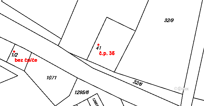 Beranov 35, Teplá na parcele st. 41 v KÚ Beranov, Katastrální mapa