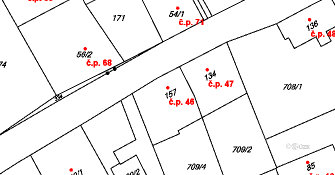 Havírna 46, Bohutín na parcele st. 157 v KÚ Bohutín, Katastrální mapa