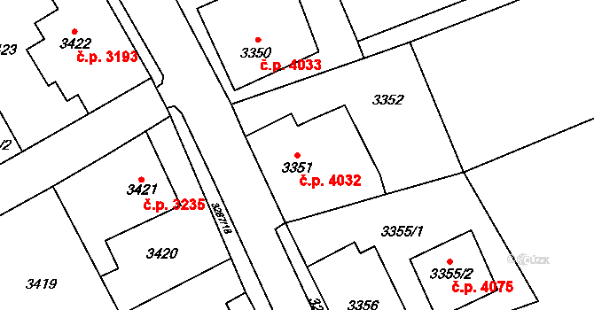 Frýdlant 4032 na parcele st. 3351 v KÚ Frýdlant, Katastrální mapa