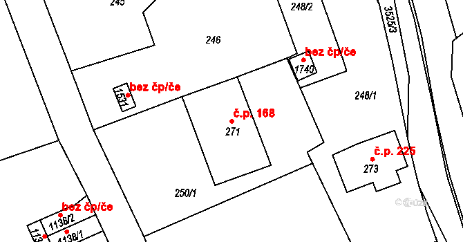 Cvikov II 168, Cvikov na parcele st. 271 v KÚ Cvikov, Katastrální mapa
