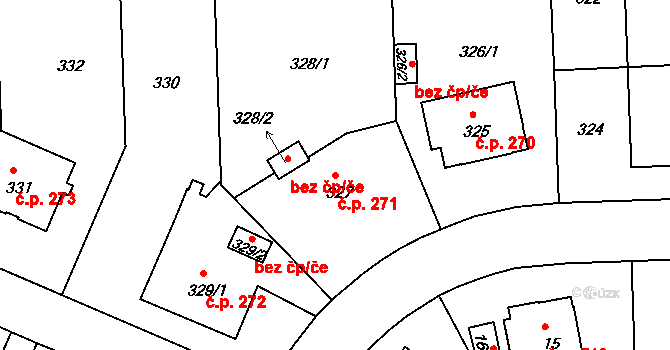 Klíše 271, Ústí nad Labem na parcele st. 327 v KÚ Klíše, Katastrální mapa