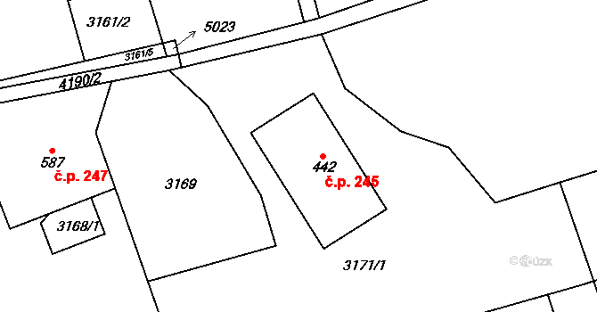 Dolní Čermná 245 na parcele st. 442 v KÚ Dolní Čermná, Katastrální mapa