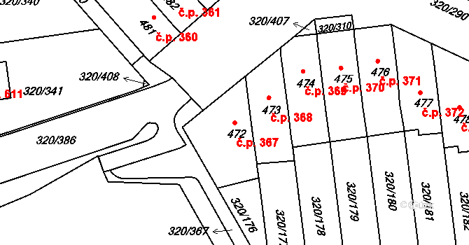 Přední Ptákovice 367, Strakonice na parcele st. 472 v KÚ Přední Ptákovice, Katastrální mapa
