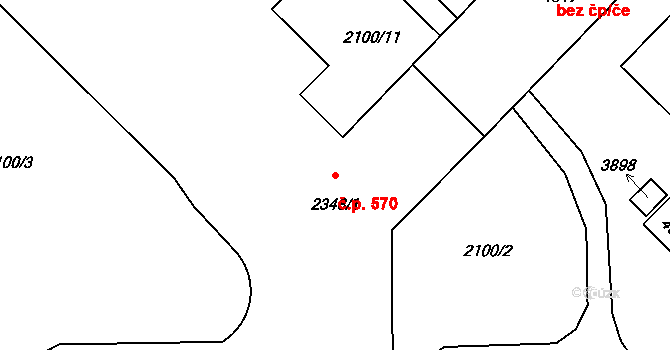 Chrudim II 570, Chrudim na parcele st. 2348/1 v KÚ Chrudim, Katastrální mapa