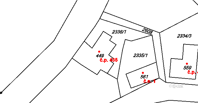 Česká Kamenice 435 na parcele st. 449 v KÚ Česká Kamenice, Katastrální mapa