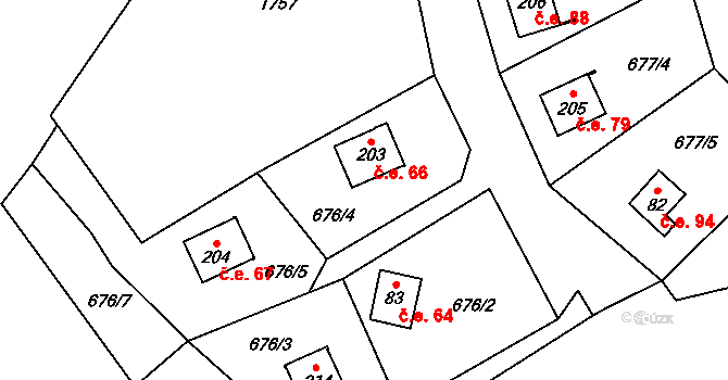 Hluboká 66, Nalžovice, Katastrální mapa