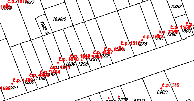 Hodonín 1598 na parcele st. 1222 v KÚ Hodonín, Katastrální mapa