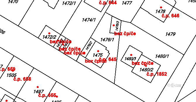 České Budějovice 7 645, České Budějovice na parcele st. 1475 v KÚ České Budějovice 7, Katastrální mapa