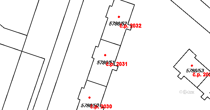 Česká Lípa 2031 na parcele st. 5786/51 v KÚ Česká Lípa, Katastrální mapa