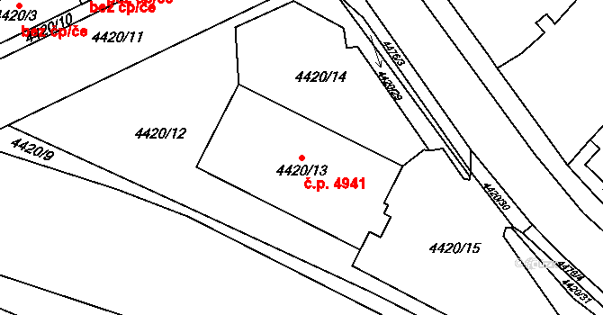 Chomutov 4941 na parcele st. 4420/13 v KÚ Chomutov I, Katastrální mapa