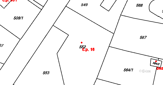 Liberec XIV-Ruprechtice 16, Liberec na parcele st. 552 v KÚ Ruprechtice, Katastrální mapa
