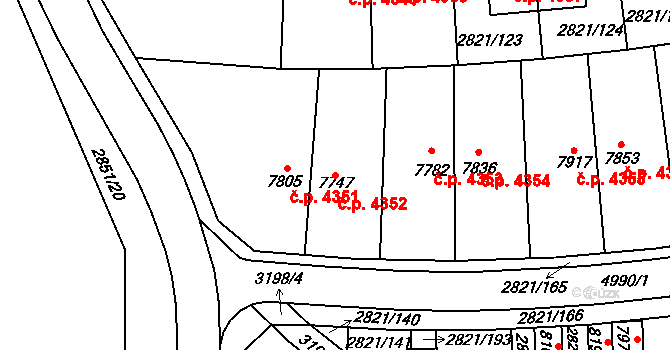 Kroměříž 4352 na parcele st. 7747 v KÚ Kroměříž, Katastrální mapa