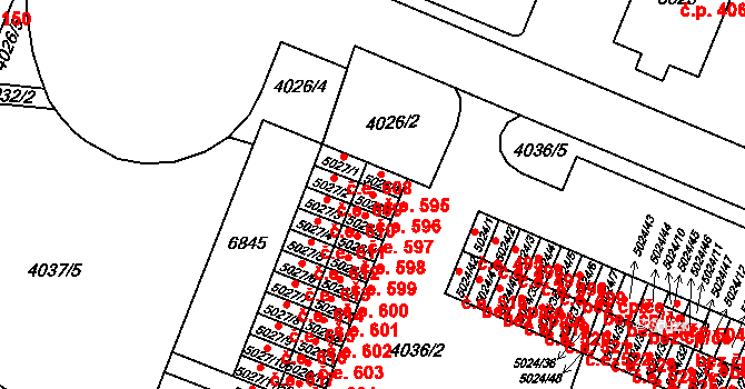 Zlín 596 na parcele st. 5026/2 v KÚ Zlín, Katastrální mapa