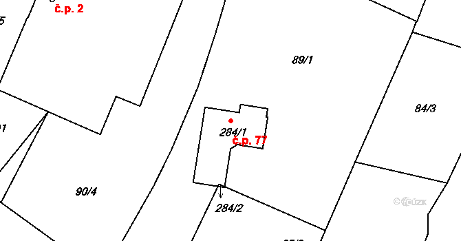 Smržov 77 na parcele st. 284/1 v KÚ Smržov u Lomnice nad Lužnicí, Katastrální mapa