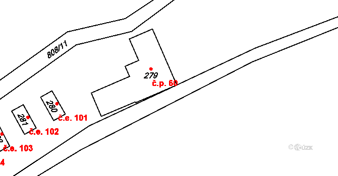 Kokořínský Důl 60, Kokořín na parcele st. 279 v KÚ Kokořín, Katastrální mapa