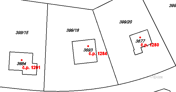 Sušice II 1284, Sušice na parcele st. 3693 v KÚ Sušice nad Otavou, Katastrální mapa