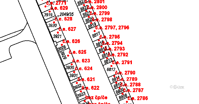 Hodonín 2794 na parcele st. 8815 v KÚ Hodonín, Katastrální mapa