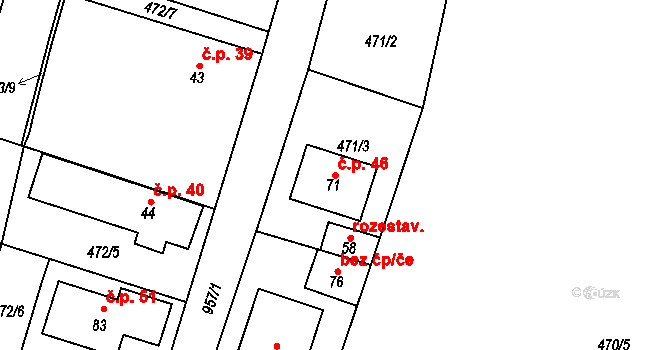 Ohučov 46, Staňkov na parcele st. 71 v KÚ Ohučov, Katastrální mapa