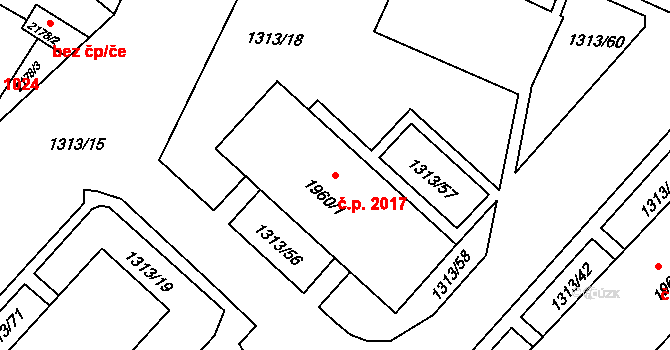 Předměstí 2017, Litoměřice na parcele st. 1960/1 v KÚ Litoměřice, Katastrální mapa