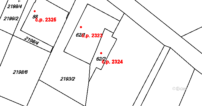 České Budějovice 5 2324, České Budějovice na parcele st. 62/2 v KÚ Kaliště u Českých Budějovic, Katastrální mapa