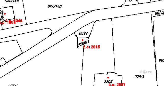 Zlín 2015 na parcele st. 2206/1 v KÚ Zlín, Katastrální mapa
