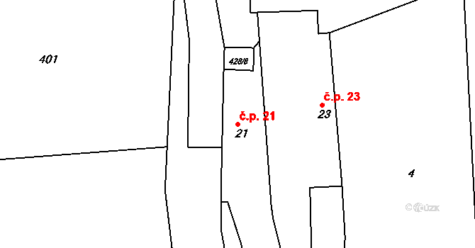 Zálší 21, Sepekov na parcele st. 21 v KÚ Zálší u Sepekova, Katastrální mapa