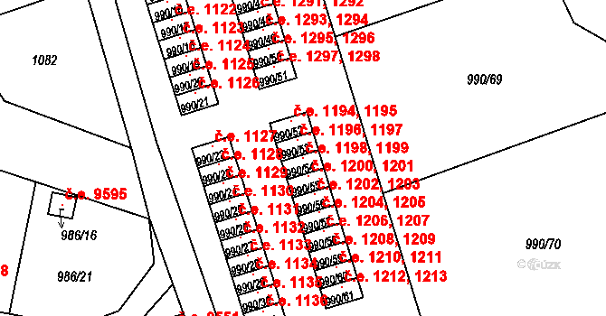 Děčín III-Staré Město 1198,1199, Děčín na parcele st. 990/54 v KÚ Děčín-Staré Město, Katastrální mapa