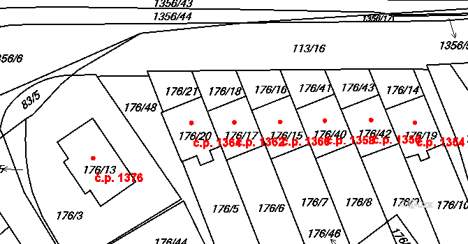 Bylnice 1362, Brumov-Bylnice na parcele st. 176/17 v KÚ Bylnice, Katastrální mapa