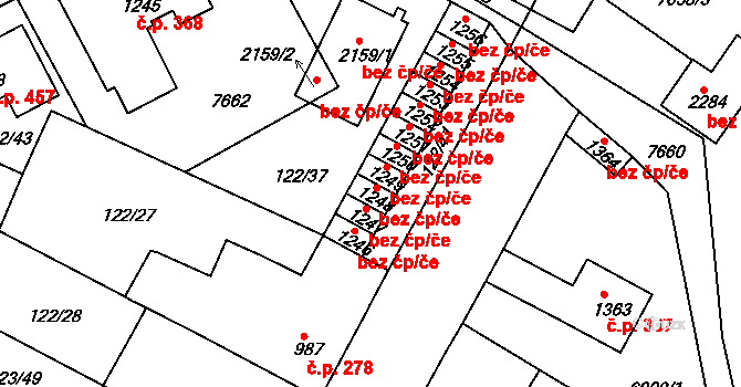 Telč 39696693 na parcele st. 1248 v KÚ Telč, Katastrální mapa