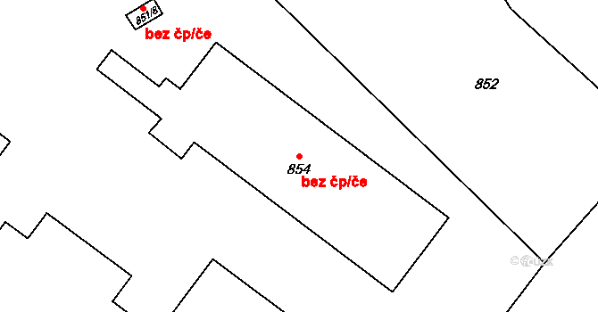 Křelov-Břuchotín 40864693 na parcele st. 854 v KÚ Křelov, Katastrální mapa