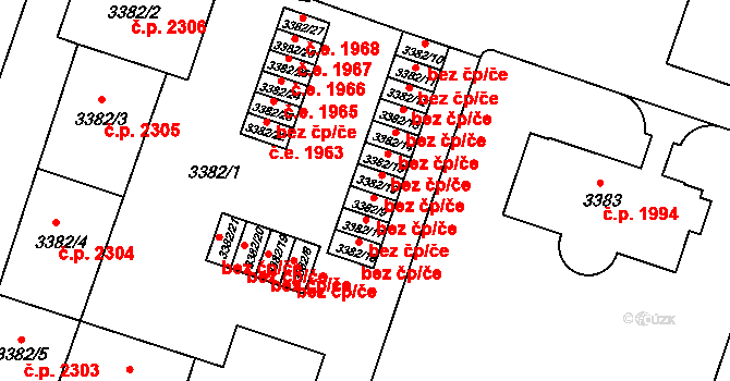 Teplice 41344693 na parcele st. 3382/16 v KÚ Teplice, Katastrální mapa