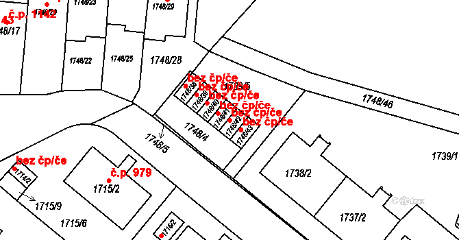 Praha 42843693 na parcele st. 1748/42 v KÚ Košíře, Katastrální mapa