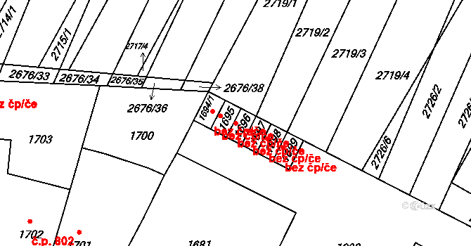 Podivín 43317693 na parcele st. 1696 v KÚ Podivín, Katastrální mapa