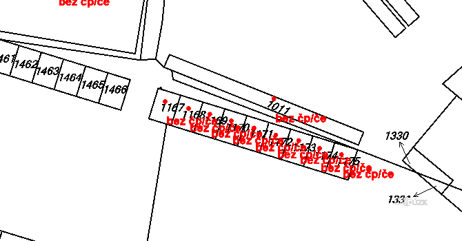 Cheb 43381693 na parcele st. 1170 v KÚ Háje u Chebu, Katastrální mapa