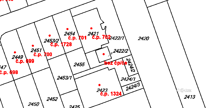 Brno 45574693 na parcele st. 2422/2 v KÚ Černá Pole, Katastrální mapa