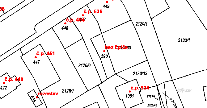 Lišov 46940693 na parcele st. 590 v KÚ Lišov, Katastrální mapa