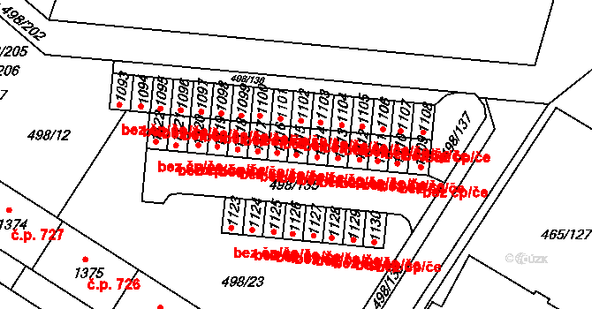 Znojmo 48189693 na parcele st. 1115 v KÚ Přímětice, Katastrální mapa