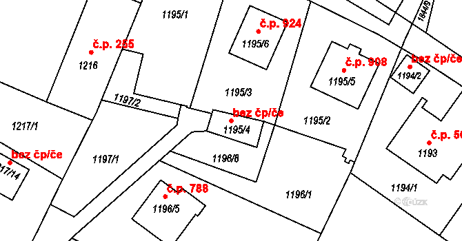 Ostrava 48247693 na parcele st. 1195/4 v KÚ Stará Bělá, Katastrální mapa