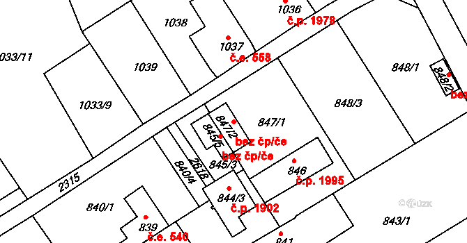 Teplice 53952693 na parcele st. 847/2 v KÚ Teplice-Trnovany, Katastrální mapa
