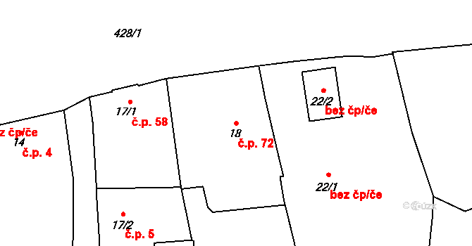 Beroun-Jarov 72, Beroun na parcele st. 18 v KÚ Jarov u Berouna, Katastrální mapa