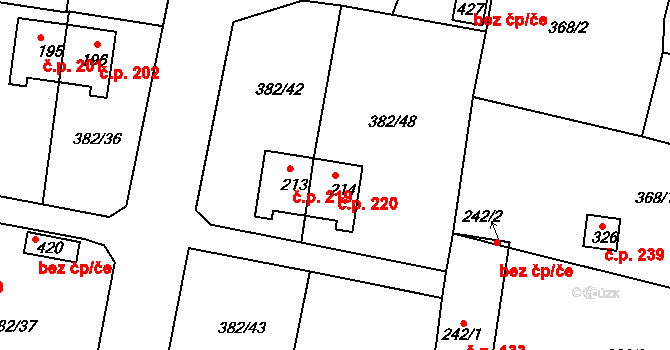Mlékojedy 220, Neratovice na parcele st. 214 v KÚ Mlékojedy u Neratovic, Katastrální mapa