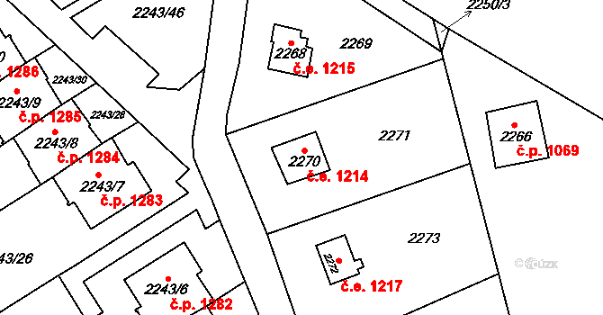 Černošice 1214 na parcele st. 2270 v KÚ Černošice, Katastrální mapa