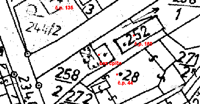 Těmice 82412693 na parcele st. 253 v KÚ Těmice u Kamenice nad Lipou, Katastrální mapa